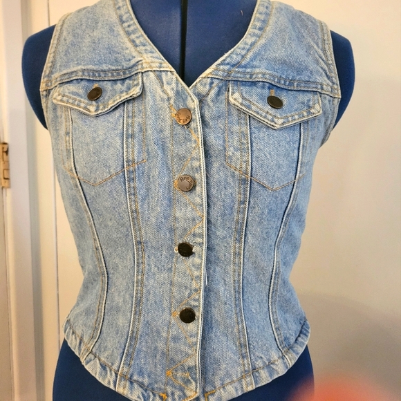 Vintage Paris Blues Stonewashed Denim Vest - Picture 1 of 6